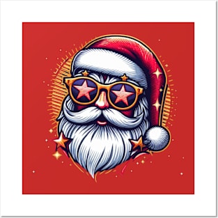 Christmas Santa Popstar embroidery style 17 Posters and Art